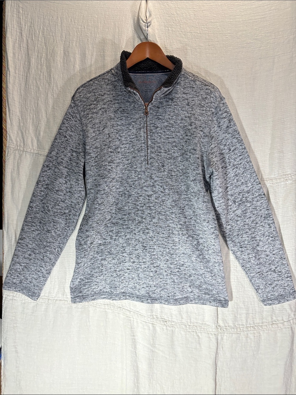 Weatherproof Vintage Men’s Marled Light Gray Quarter-Zip Pullover Sweater
